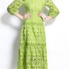 61phlIEVVuL.jpg Women Summer Hollow Out Lace Dress Streetwear Long Sleeve Office Party Dress