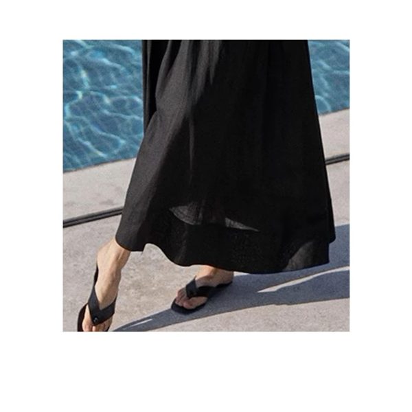 61q4N6jBNZL.jpg Women's Linen Suit Set - Black Skirt Seven Sleeve Travel Business Ensemble