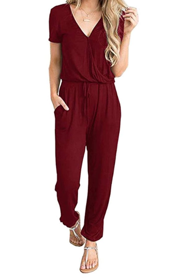 Jumpsuits for Women 2025 Spring Summer Casual Dressy Short Sleeve Romper Airport Vacation Travel Outfits