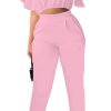 61vTCytisnL.jpg Womens Summer Two Piece Shorts Outfit Sexy Crop Top Butterfly Sleeve 2 pc Short Set Vacation Brunch Matching Set