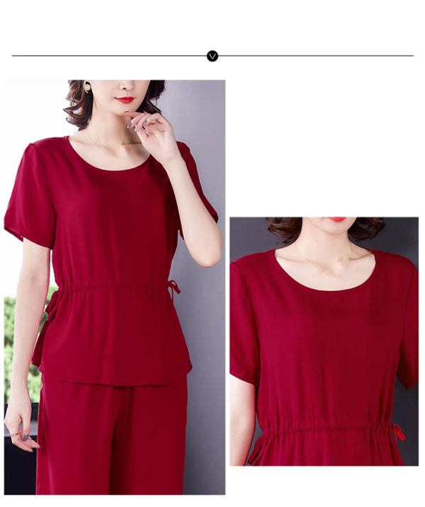 61wGHWr9b8L.jpg Women's Cotton Sleep Set - T-Shirt & Trousers Breathable Pajama Soft Feel