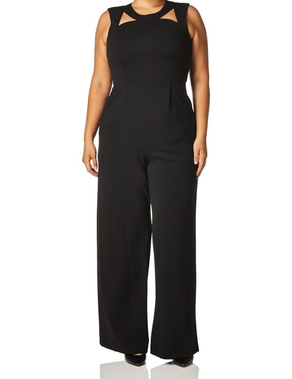 61wjdraA5iL.jpg Women's Sleeveless Neckline Cutout Jumpsuit With Pockets