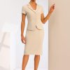 61xGIxvzMcL.jpg Women's Business Skirt Suit Set Work Office Short Sleeve Blazer Jacket Pencil Skirt