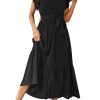 61xNZUI04dL.jpg Women's Summer Floral Boho Maxi Dress Wrap Short Sleeve V Neck Ruffle A-Line Flowy Wedding Guest Long Dresses