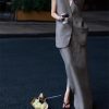Women's Urban Linen Set - Sleeveless Top & Wide Leg Trousers City Chic Style
