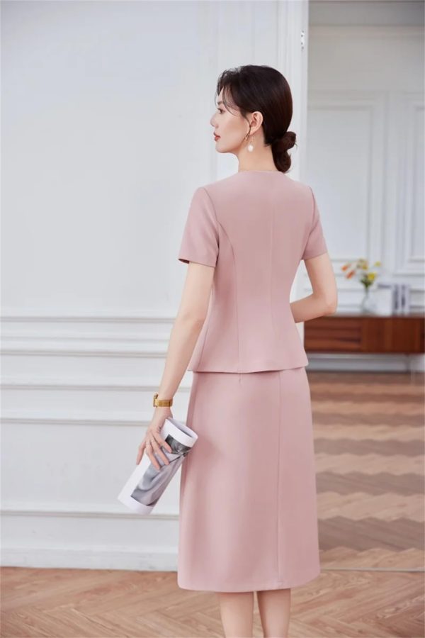 61yX5RhlvfL.jpg Women's Two-Piece Short-Sleeved Blazer Long Skirt Showing Elegant Temperament