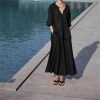 61za-NOxl1L.jpg Women's Linen Suit Set - Black Skirt Seven Sleeve Travel Business Ensemble