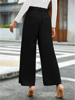 71-28GjKZoL.jpg Wide Leg Pants for Women Work Business Casual High Waisted Dressy Pants Flowy Trousers Office