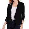 7107mNepabL.jpg Women's Soft Stretchy Lightweight Cardigan Blazer One Button 3/4 Ruched Sleeve Business Casual Blazer Jackets