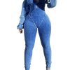 710tskuEtDL.jpg Women's Long Sleeve Workout Jumpsuit Sexy V neck Stretchy Ribbed Bodysuits Solid Color Comfy Bodycon Rompers