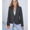 710ukQzcZL.jpg Womens Notched Lapel Pockets Button Work Office Blazer Jacket Suit
