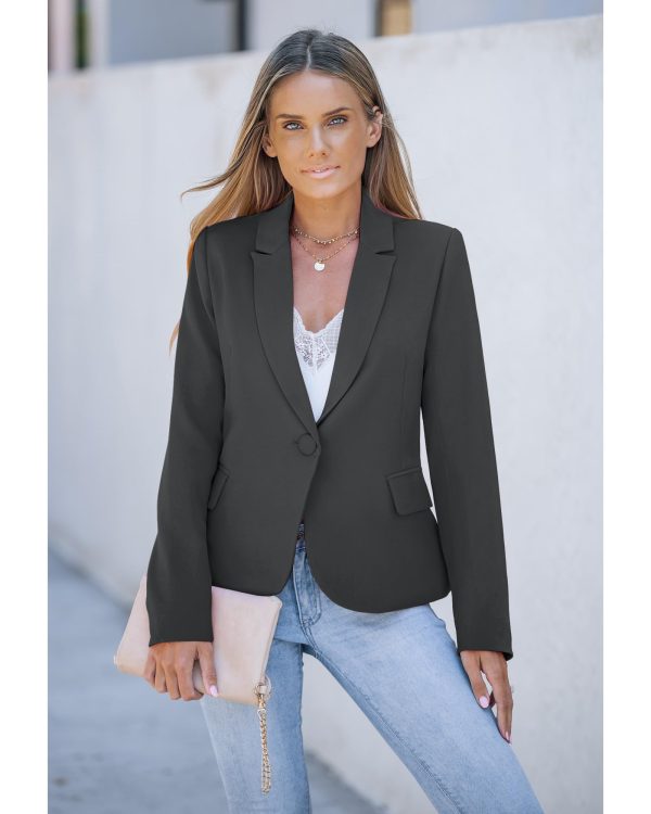 710ukQzcZL.jpg Womens Notched Lapel Pockets Button Work Office Blazer Jacket Suit