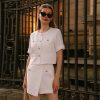 7119ePmOh0L.jpg Women's 2 Piece Suit Sets White Acetate Short Sleeve Blazer Jacket and Skirt Shorts Business Casual Outfits