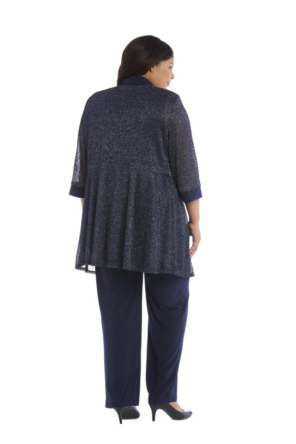 712TCeeVdOL.jpg Women's Plus Size Two Piece Metalic Rib Pant Set Missy