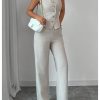 713qMGXozWL.jpg Women's 2 Piece Outfits V Neck Button Down Vest Tops and High Waisted Pants Set Office Work Suit