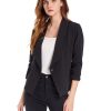 7159kqE48L.jpg Women's Soft Stretchy Lightweight Cardigan Blazer One Button 3/4 Ruched Sleeve Business Casual Blazer Jackets