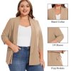 715LA-5DJcL.jpg Plus Size Blazers for Women Casual Work Office 3/4 Sleeve Open Front Cardigan Suit Jacket Blazer with Pockets