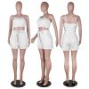 71BzWV3CfwL.jpg Women Sexy Bussiness Outfits 3 Piece Open Front Button Blazers + Crop Tops + Belted Shorts Set Jumpsuits