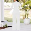 71CIDGrt2QL.jpg Women's Casual Long Sleeve Round Neck Jumpsuits Work Wide Leg Pants Club Party Loose Rompers