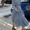 71DSx5vDraL.jpg Women's Linen Set - Navy Shirt Dress & Skirt Versatile Travel Ensemble