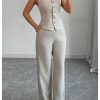 71HXR1I3KGL.jpg Women's 2 Piece Outfits V Neck Button Down Vest Tops and High Waisted Pants Set Office Work Suit