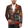 71HkqXCM0bL.jpg Red Hair Woman Lion Rose Funny Suits Blazer for Men Business Jacket 2 Button Sport Coat Wedding Office
