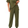 71IGta85-AL.jpg Women's Summer 2 Piece Outfit Tracksuits Casual Short Sleeve Tops High Waisted Sweatpants Set
