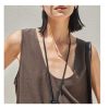 71IOeifXsSL.jpg Women's Linen Lounge Set - Coffee Vest & Wide Leg Pants Summer Cooling Athletic Wear