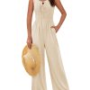 71IctJH3dL.jpg Jumpsuits for Women Bow Tie Front Overalls Smocked Tops Wide Legs Casual Knitted Outfits with Pockets