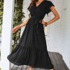 71JUHTAwUZL.jpg Women's Summer Floral Boho Maxi Dress Wrap Short Sleeve V Neck Ruffle A-Line Flowy Wedding Guest Long Dresses