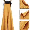 71NQgQEzt3L.jpg Women Casual Loose Long Bib Pants Wide Leg Jumpsuits Baggy Cotton Rompers Overalls with Pockets PZZTYP2