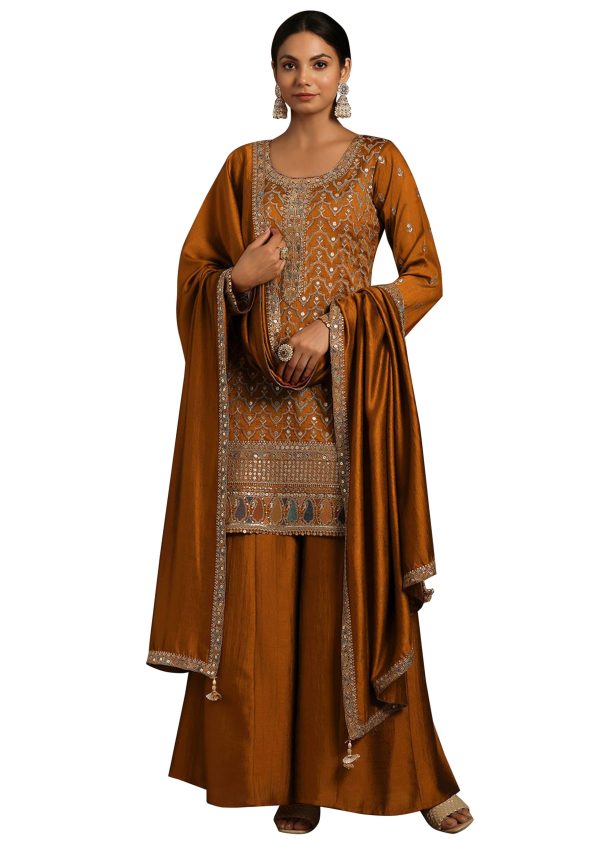 71ObNMPw-iL.jpg Women's Silk Blend Embroidery Anarkali Kurta Pant Set with Dupatta Salwar Suit Set for Women