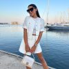 71RYwtrS0L.jpg Women's 2 Piece Suit Sets White Acetate Short Sleeve Blazer Jacket and Skirt Shorts Business Casual Outfits