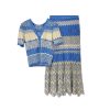 71UXLLWmRnL.jpg Women's Striped Knit Set - V-Neck Short Sleeve Top & Midi Skirt