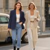 71VkEh9KT-L.jpg Women's Linen Blazer Lightweight Long Sleeve Shawl Lapel Suit Jacket Coat for Office Work Travel
