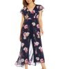 71Wq8fr9q5L.jpg womens Floral Print Metallic Jumpsuit