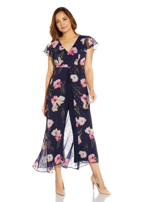 71Wq8fr9q5L.jpg womens Floral Print Metallic Jumpsuit