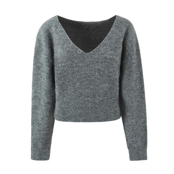 71XvytyK56L.jpg Women's Knit Maxi Set - Bat Wing Sleeve V-Neck Sweater & A-Line Contour Skirt in Heather Gray