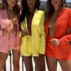 71ZxFDge9RL.jpg 2 Piece Outfits for Women Long Sleeve Solid Open Front Blazer Shorts with Belt Casual Elegant Business Suit Sets