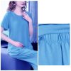 71b6NIEpziL.jpg Women's Summer Loungewear - Light Blue Cotton Blend Tee & Capris Moisture-Wicking