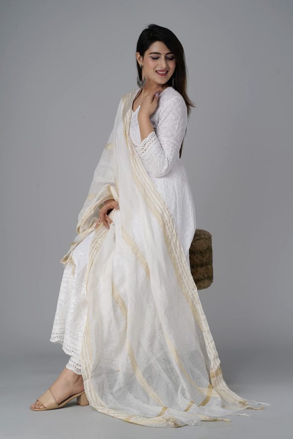 71fNeRSEICL.jpg Chikankari Cotton Anarkali Indian Kurti For Women Summer Dress Kurta Pant With Dupatta Set Pakistani Kurta