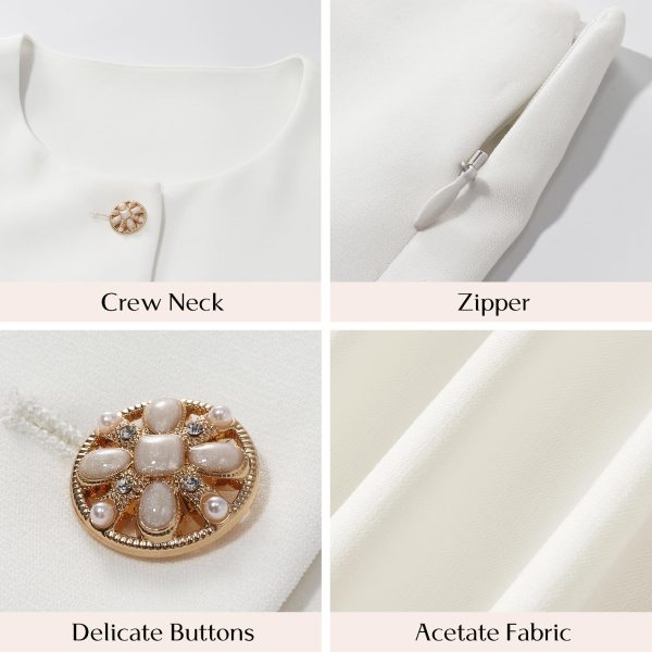 71gXDbZTM1L.jpg Women's 2 Piece Suit Sets White Acetate Short Sleeve Blazer Jacket and Skirt Shorts Business Casual Outfits