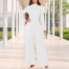71jYdPfqeDL.jpg Women's Casual Long Sleeve Round Neck Jumpsuits Work Wide Leg Pants Club Party Loose Rompers