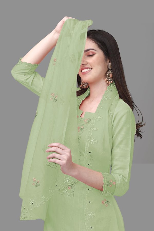 71kEMEx1LoL.jpg Women's Cotton Embroidery Salwar Suit Set Kurta Pant with Dupatta Kurta Set for Women