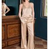 71m52KbHxL.jpg Women's Silk Sleepwear - Mid Sleeve Mulberry Pajama Set Home Holiday Relaxation