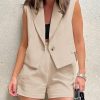 71nKiI7DwIL.jpg 2 Piece Sets for Women Summer Outfits Business Casual Vest and Shorts Set Lightweight Sleeveless Matching Clothes