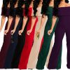 71njMUmR6HL.jpg Women's Sexy Off Shoulder Ruffle Jumpsuits Elegant Wide Leg Long Pants Clubwear Rompers with Pockets