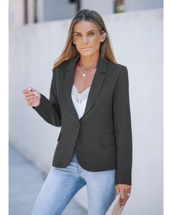71p1gcTrTL.jpg Womens Notched Lapel Pockets Button Work Office Blazer Jacket Suit