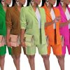 71pETsj1TSL.jpg Womens 2 Piece Blazer Outfits Lapels Open Front Suit Jacket and Bermuda Shorts Set