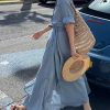 71pK44l5ML.jpg Women's Linen Set - Navy Shirt Dress & Skirt Versatile Travel Ensemble